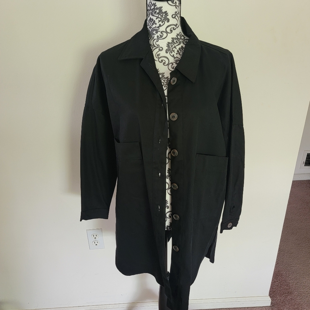 HYFVE Black Button Down Shacket S